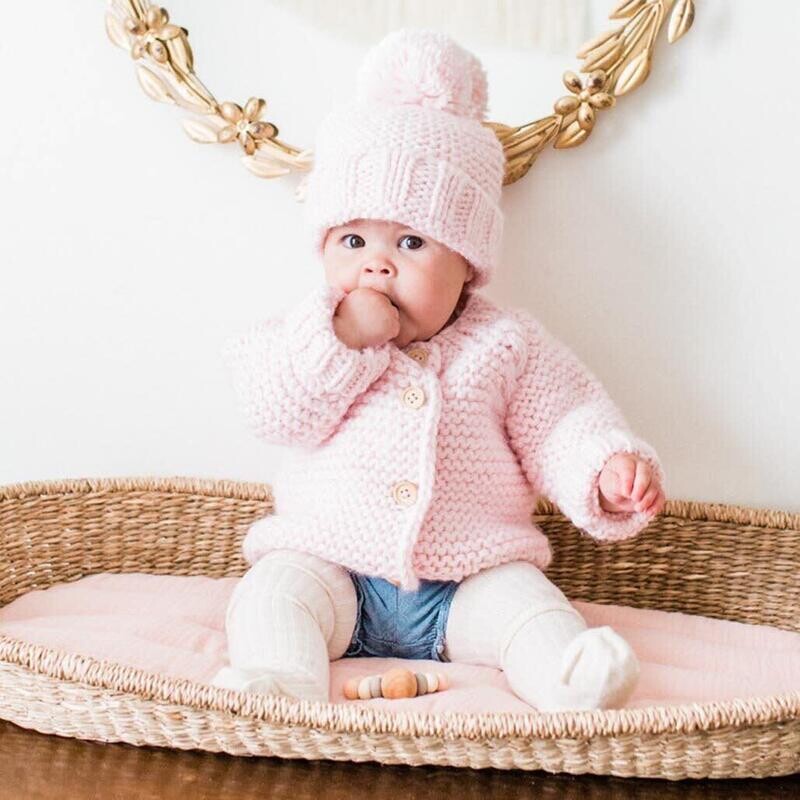 Blush pink knit hat