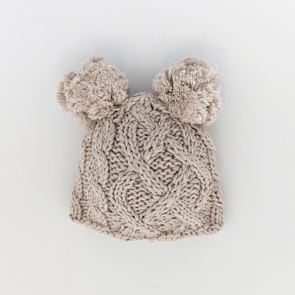 Double pom pom beanie hat