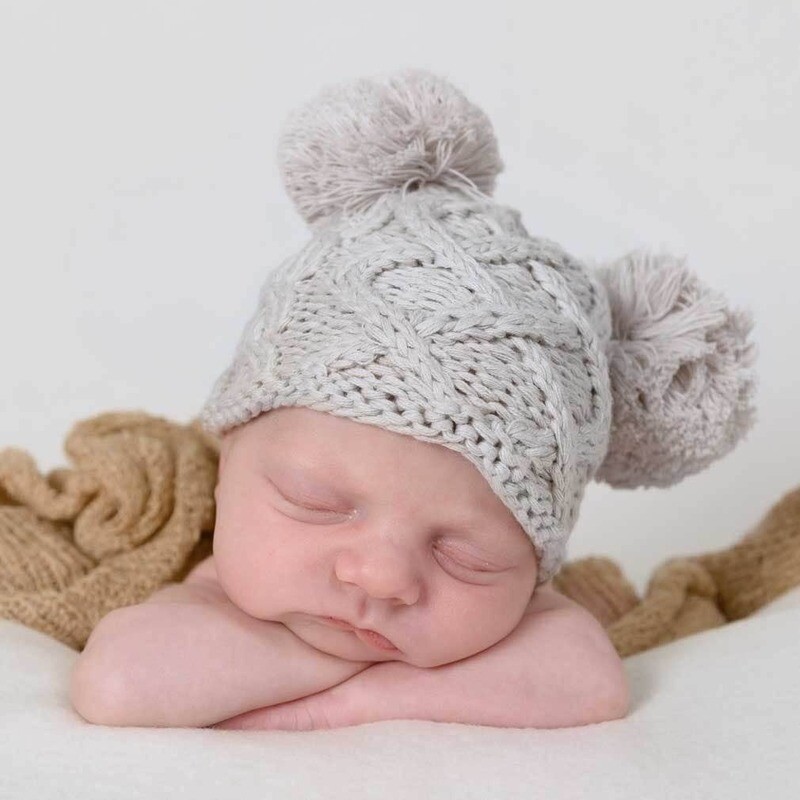 Double pom pom beanie hat