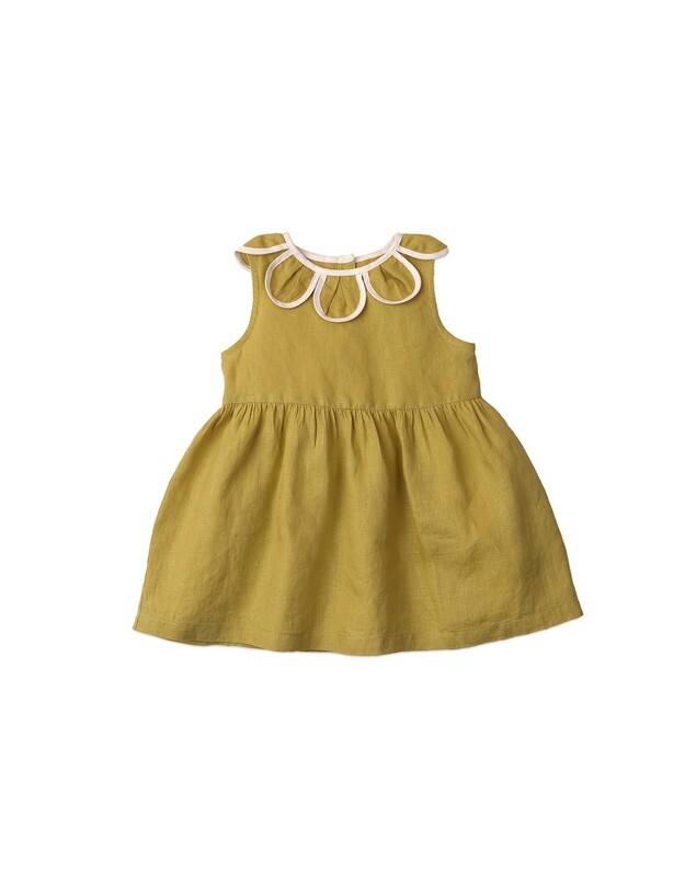 GIRL MINI G. TOGETHER LINEN DRESS W COLLAR