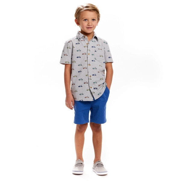 Boys Toddler Short Sleeve Knit Buttondown &amp; Shorts SET
