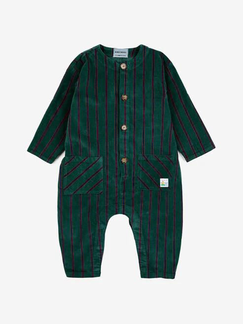 Baby Velvet Stripe Overall, Color: Green, Size: 6m