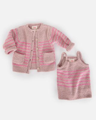 Camisole + Cardigan, Color: Ash Rose, Vivid pink, Size: 12-18m