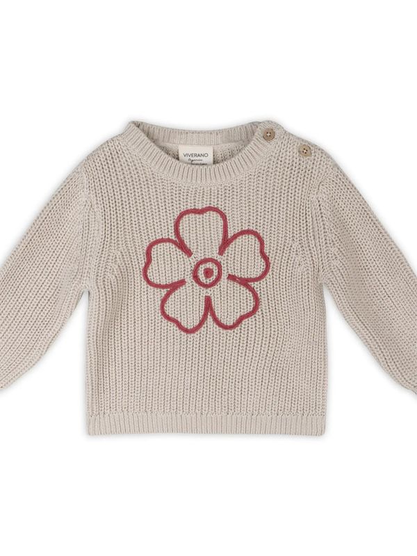 Hippie Flower Embroidered Chunky  Sweater