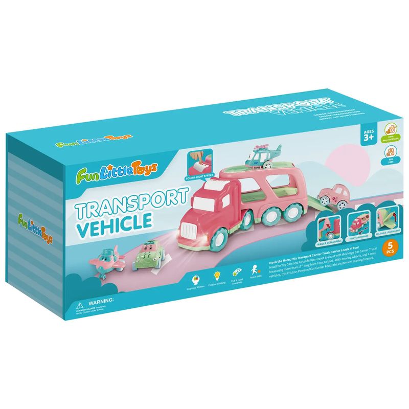 Cartoon Vehicles Car Carrier Truck Pink Toy