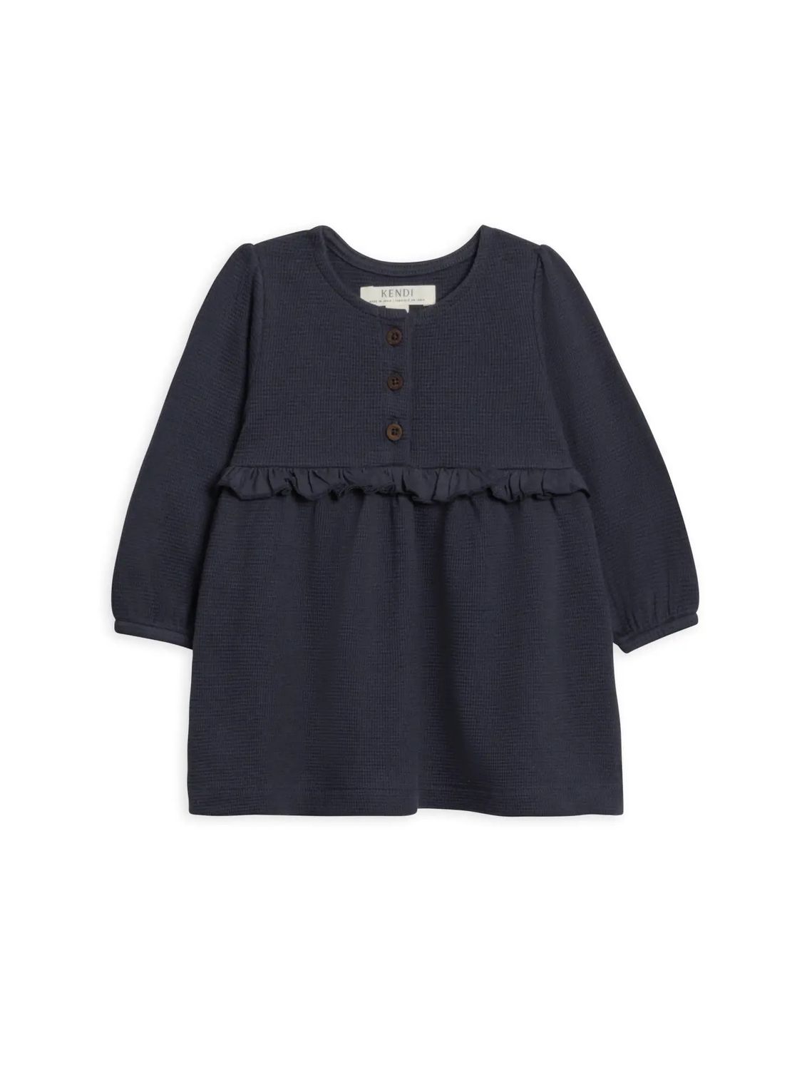 Nina Waffle Knit Ruffle Navy 2