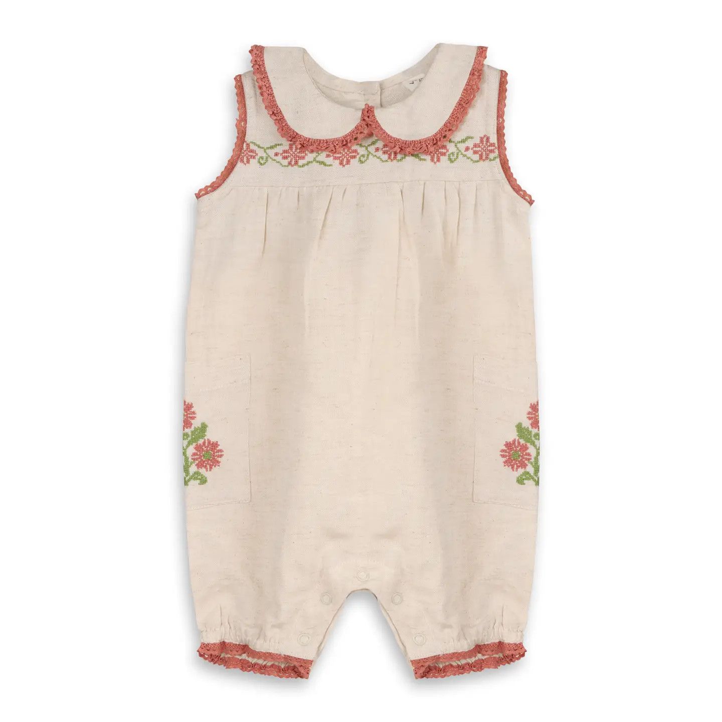 Poppy Floral Embroidered Baby Romper 