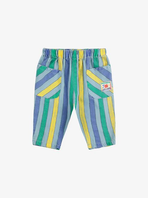 Color stripe woven pants