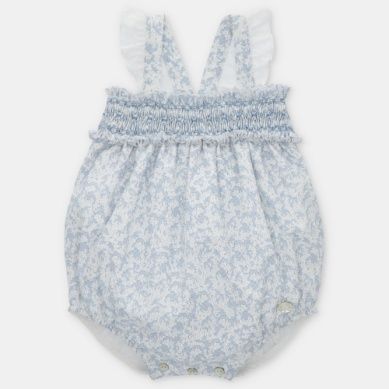 Romper w Smocking Woven Nel Blu