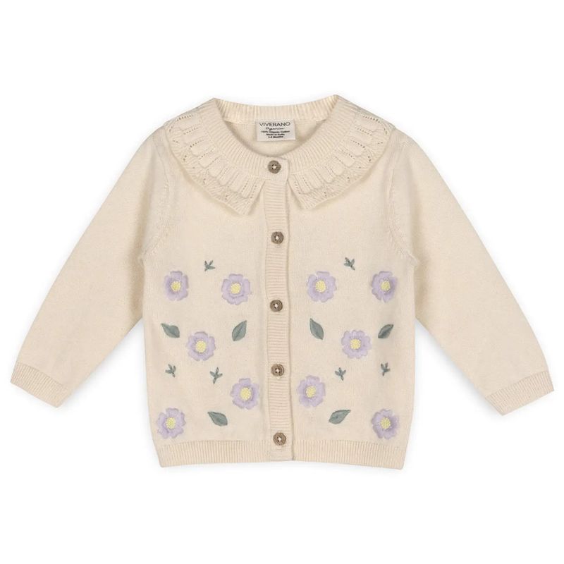 Sweet Floral Embroidered Baby Cardigan