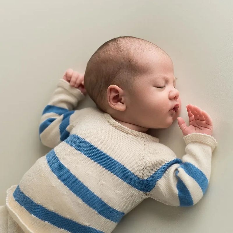 Intarsia Ecru-Blue Royal Sweater 0-3m