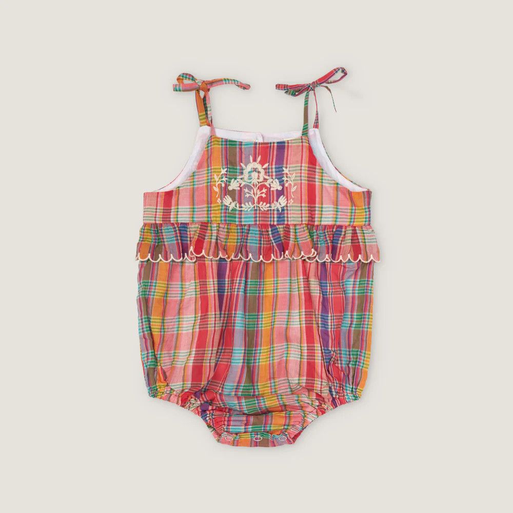 Frannie Romper in Red Madras Plaid