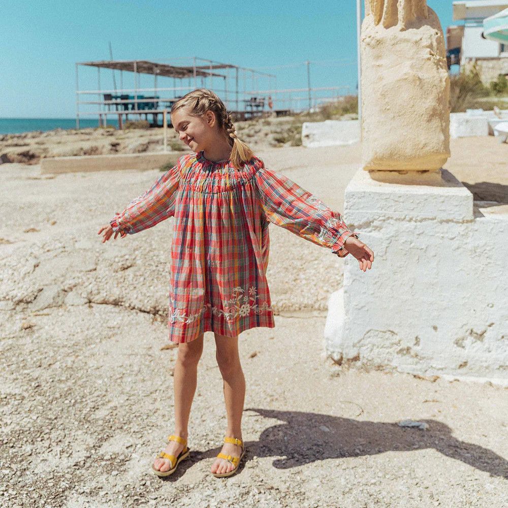 Tulip Dress in Red Madras Plaid
