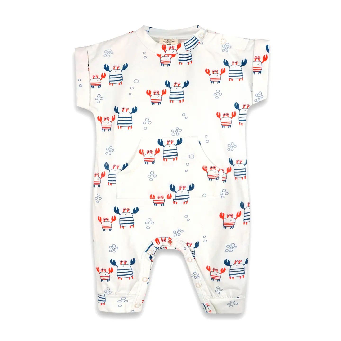 Nautical Crab  Pocket Baby Jumpsuit