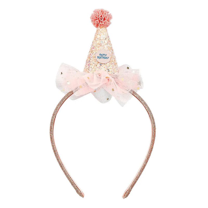 Birthday Tiara (Gold)  Or Tiara  W/Pink Flower