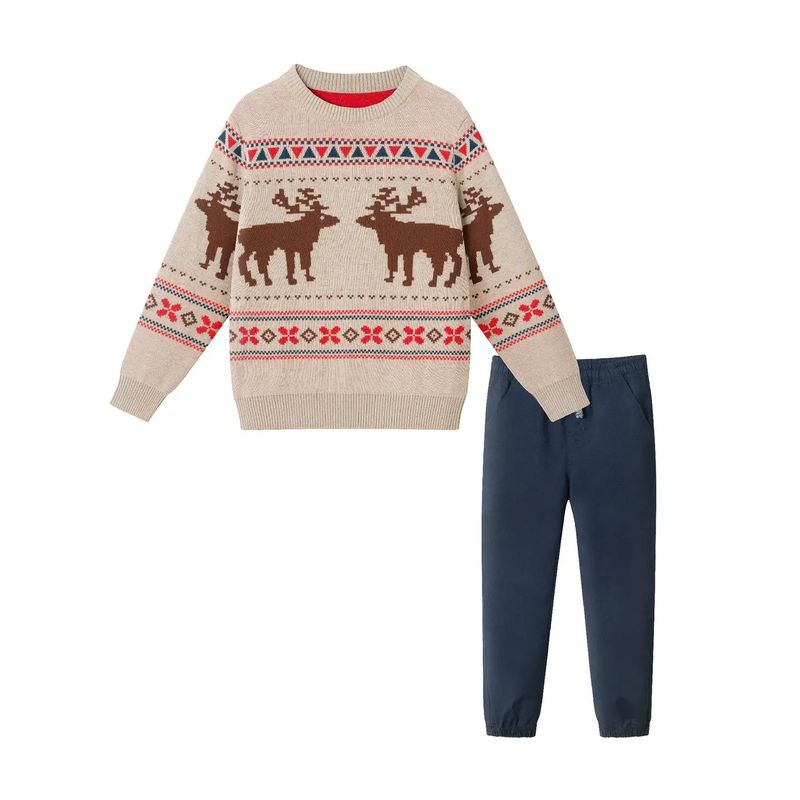 Kids Fair Isle Sweater Set-Moose