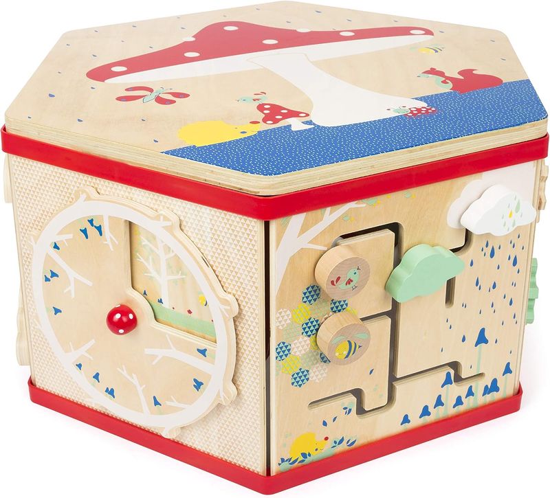 Activity Cube  Classic 7-Sided Interactive Toy-Bead Maze, Puzzle, Shape Sorter, Clock