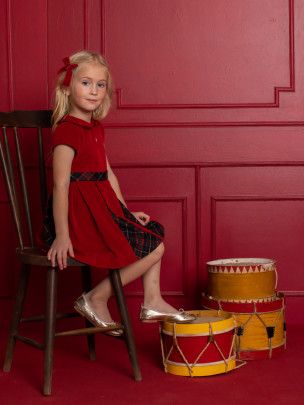 Red and tartan dress