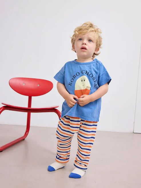 Striped terry cloth harem pant