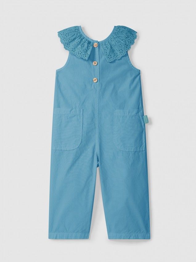 dungarees with English embroidery collar