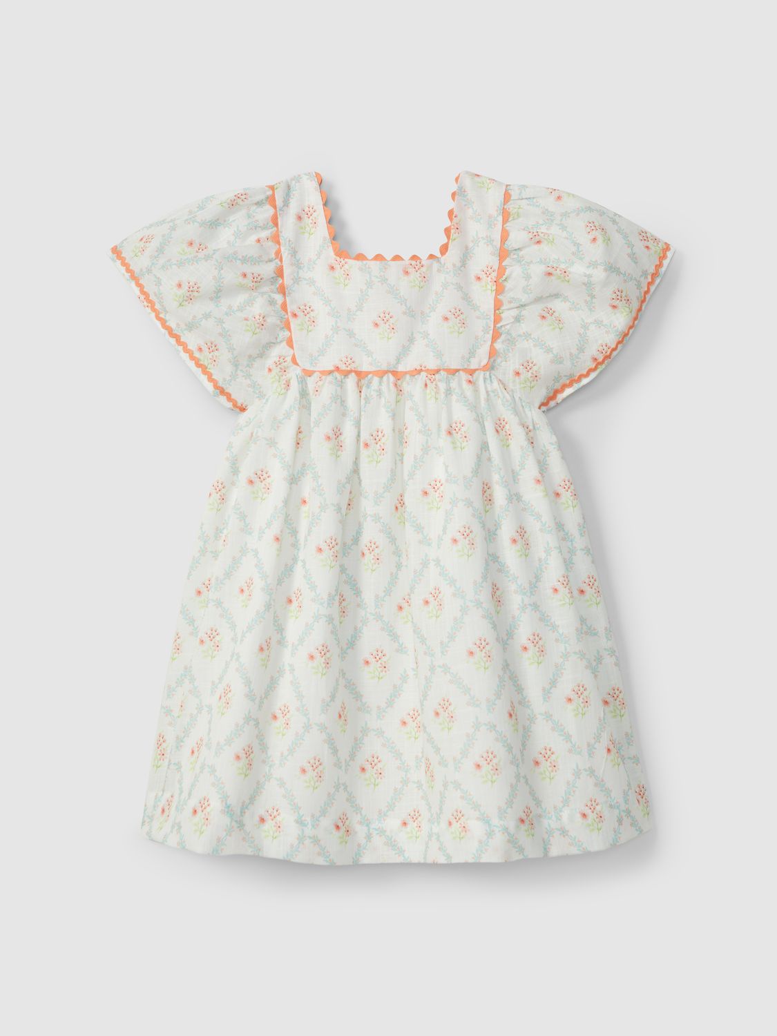 Floral dress with rickrack detail