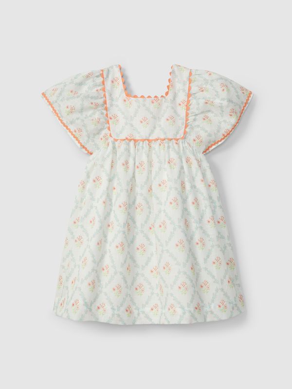 Floral dress with rickrack detail