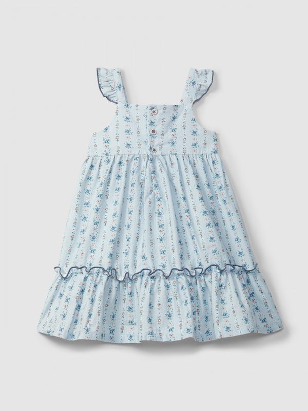 Floral print seersucker dress