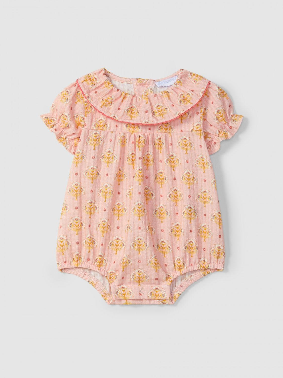 Floral print romper - ruffled collar