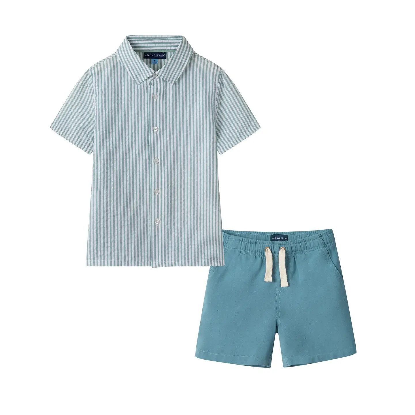 Buttondown Linen Shorts Set | Teal