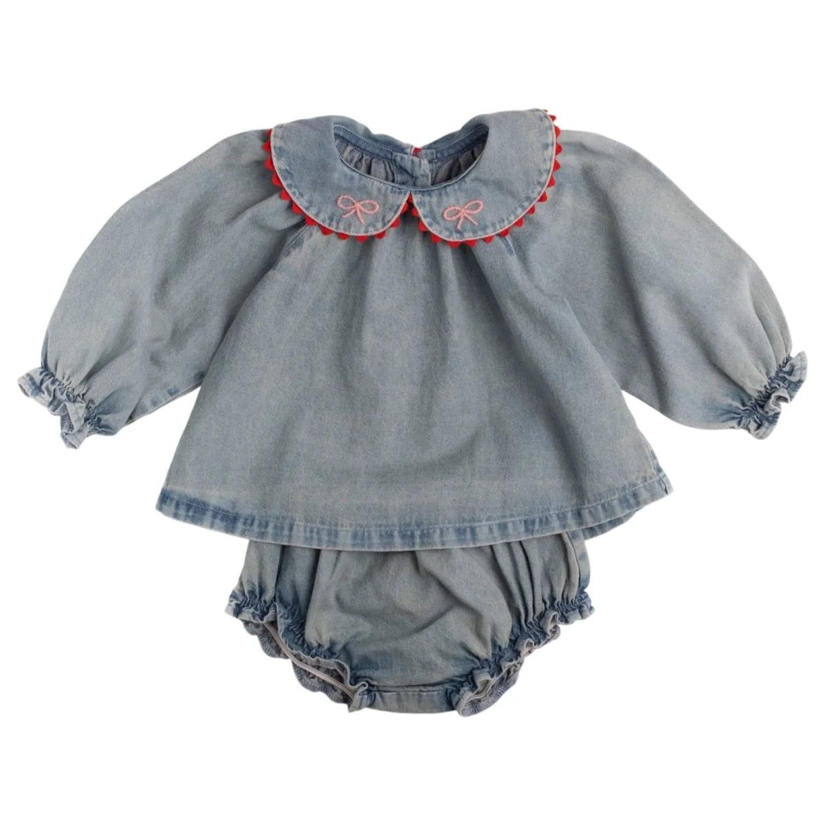 GEORGINA CHERRY DENIM TOP AND BLOOMERS SET