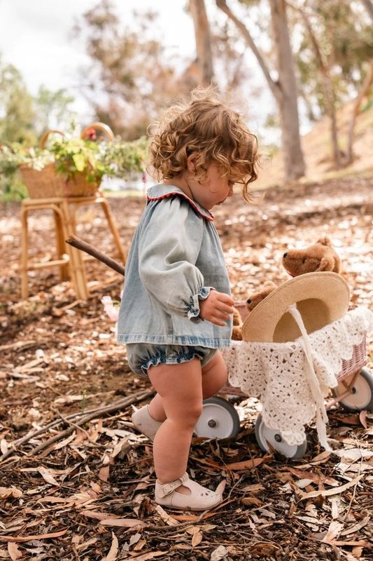 GEORGINA CHERRY DENIM TOP AND BLOOMERS SET