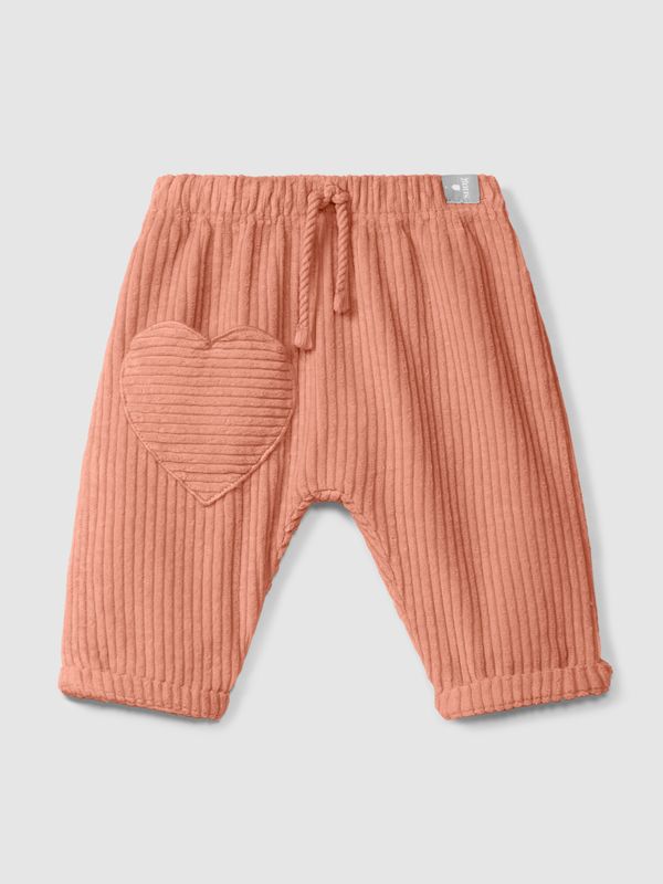 Pull-up pants Ribbed velvet w- heart pocket