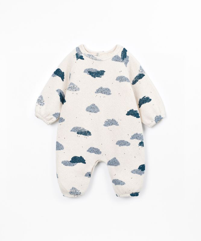 Jersey jumpsuit with cloud print