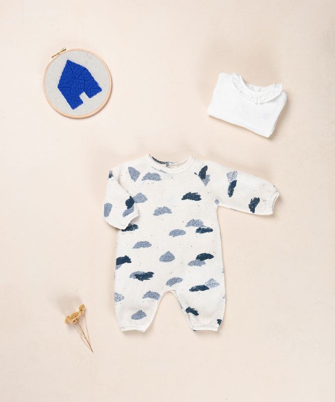 Jersey jumpsuit with cloud print