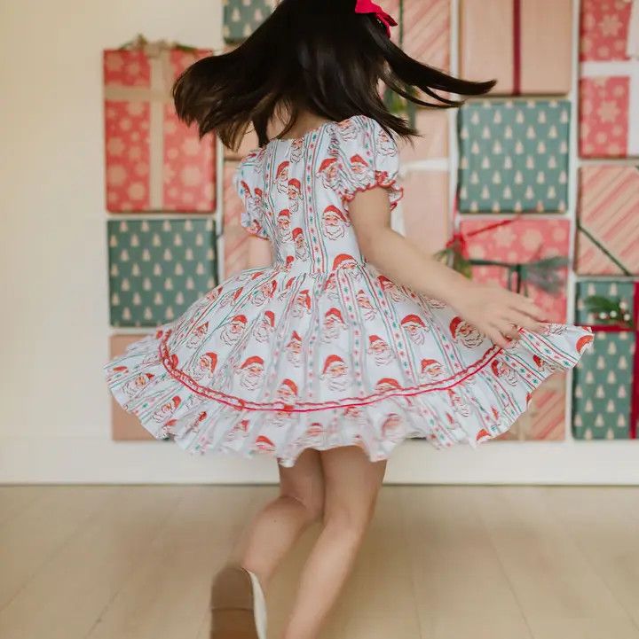 Aura Poplin Dress in Vintage Santa