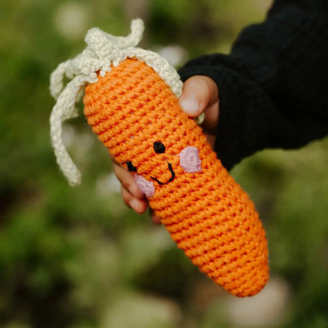 Handmade - Baby Carrot Rattle – Organic Cotton Toy