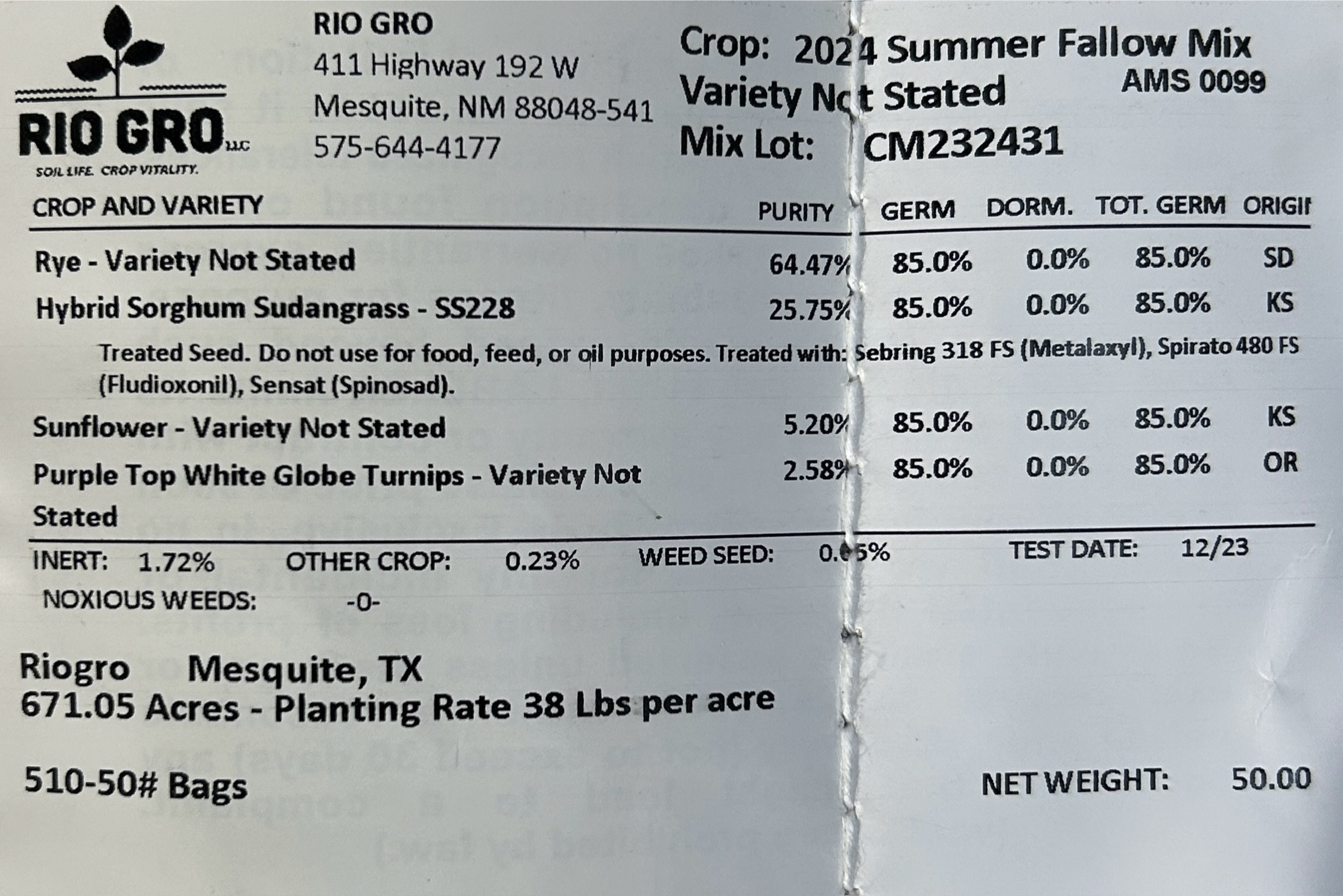 2024 Summer Fallow Mix