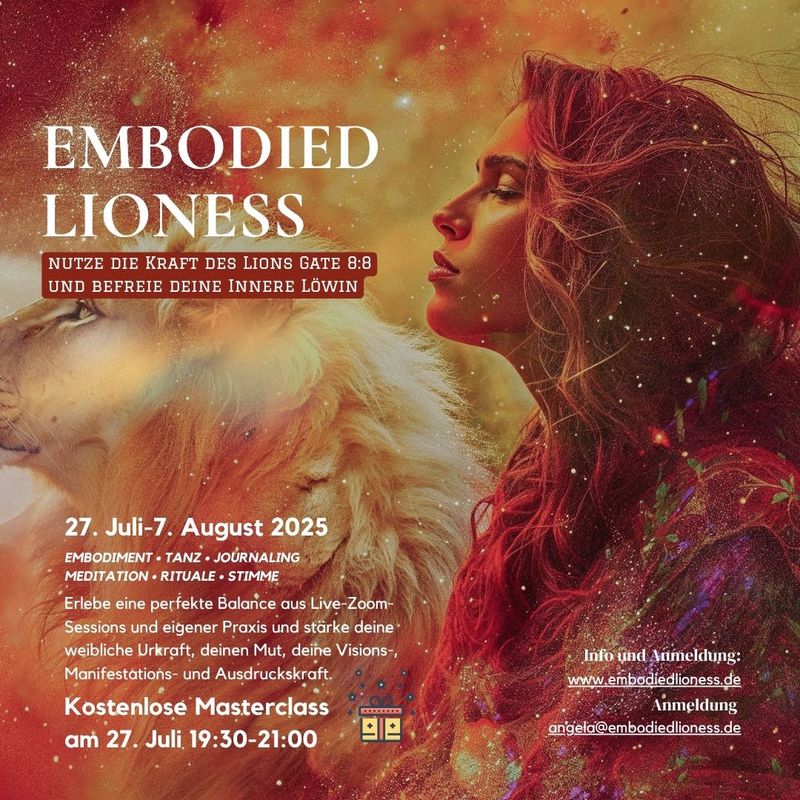 Masterclass Embodied Lioness am 27.07.2025 19:30-21:00 Uhr- Befreie deine innere Löwin