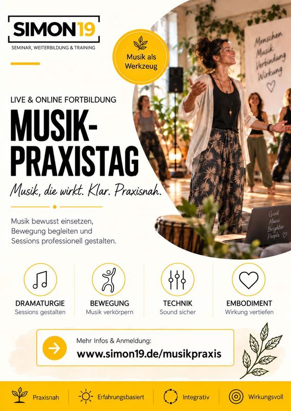 (Live und Online) Musik-Praxistag Fortbildung für Coaches und SeminaranbieterInnen 01.11.2026