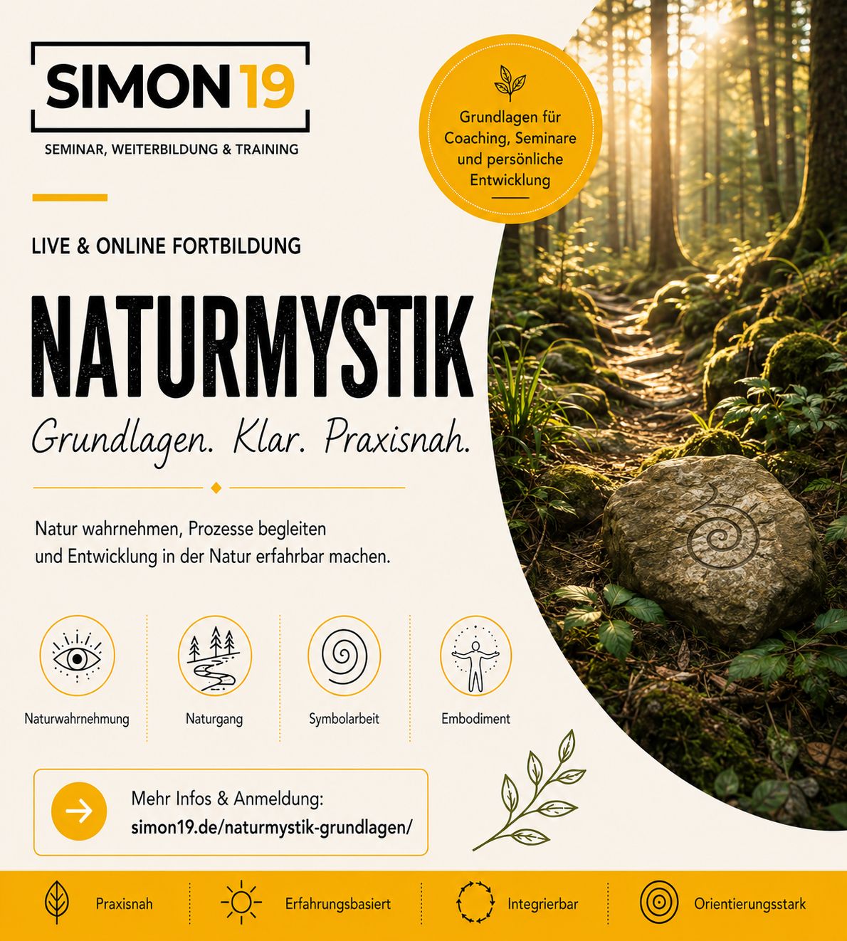 (Live und Online) Naturmystik und Naturorientiertes Coaching - Grundlagen Fortbildung für Coaches und SeminaranbieterInnen 17.01.2027