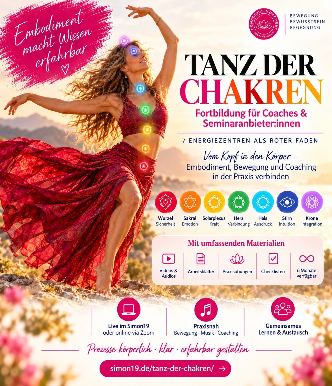 (Live und Online)  Tanz der Chakren Fortbildung für Coaches und SeminaranbieterInnen 25.10.2026