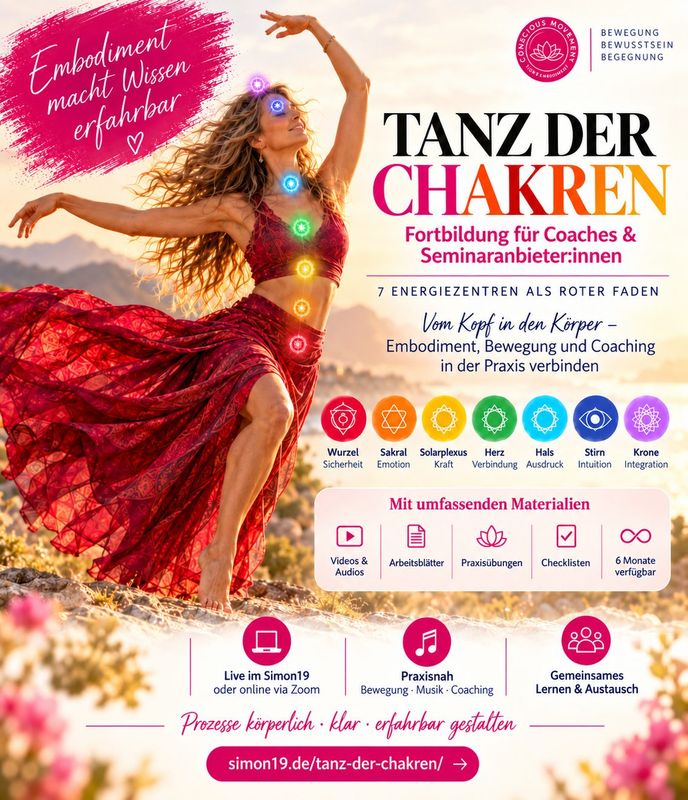 (Live und Online)  Tanz der Chakren Fortbildung für Coaches und SeminaranbieterInnen 25.10.2026