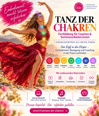 (Live und Online)  Tanz der Chakren Fortbildung für Coaches und SeminaranbieterInnen 25.10.2026