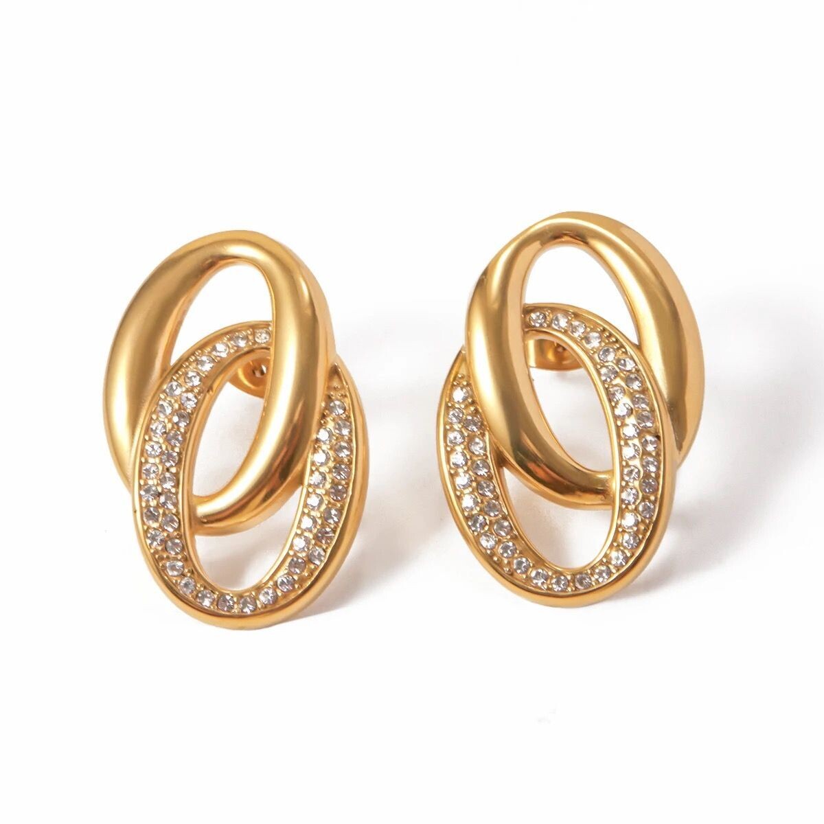 Double Hoop Rhinestone - earrings