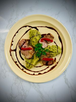 Pork Tenderloin Medallions With Spinach Basil And Parmesan Quinoa