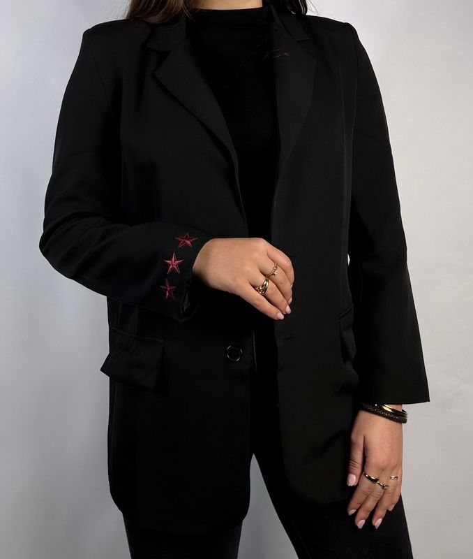 BURGUNDY STAR BLAZER - ZWART