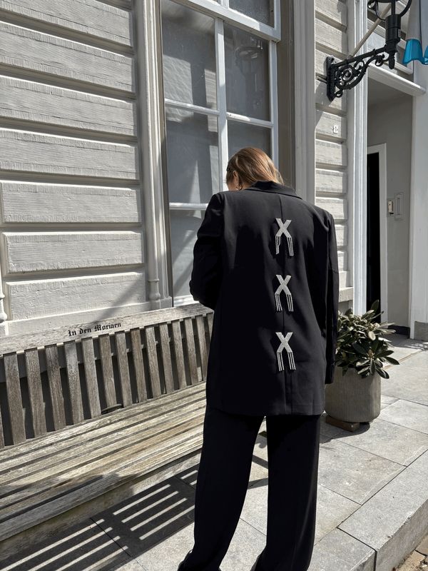 XOXO GLITTER BLAZER - ZWART