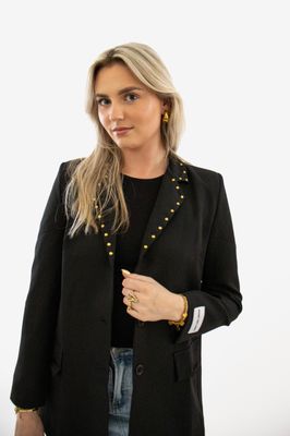 GOLD STUD BLAZER - ZWART