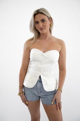 CLASSY BUTTON TOP - WIT