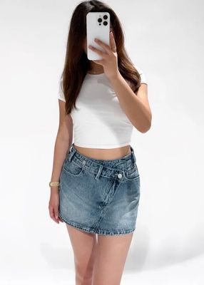 CROSS WAIST SKORT - DENIM